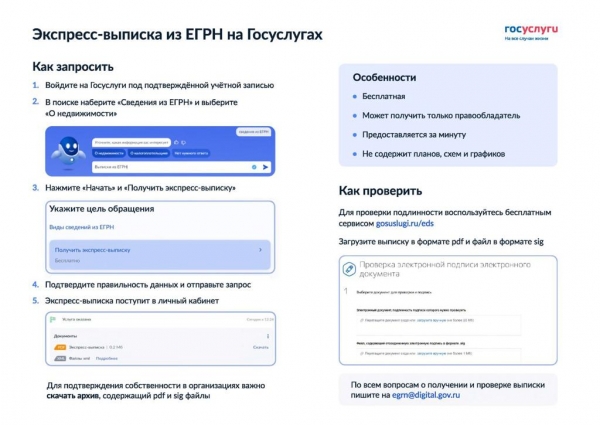 Экспресс - выписка из ЕГРН на Госуслугах
